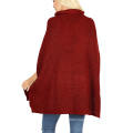 Cashmere Poncho Fur Turtleneck Thick Warm Knitted Winter Shawl Cape Poncho Knitting Patterns Wrap Sweater for women